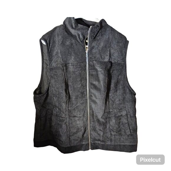 NWOT Agnes Orinda Women's Sleeveless Zipper Side Pocket Corduroy Vest Jacket 2X - Picture 4 of 8